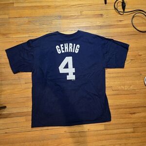 Men's New York Yankees Baseball MLB Cooperstown Navy GEHRIG #4 T-Shirt
